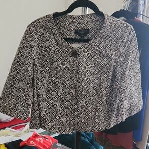 Talbots Black and White Geometric Blazer